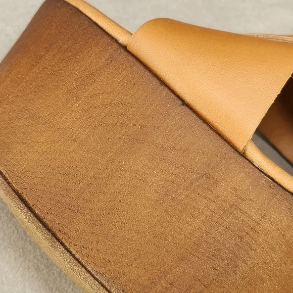 Steve Madden Platform Sandals 10 Brown Cognac Leather Galaxy Wedges New $100